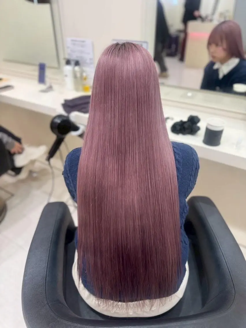 カラー ロング ラベンダー/ピンク 💜🌷原宿のヘアスタイル