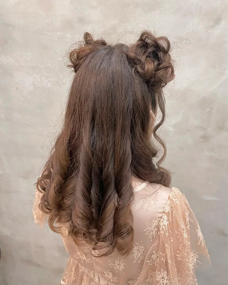 ロング ヘアアレンジ ヘアセット 【ピンク/韓国ヘア/ ヘアセット】亜海のヘアスタイル