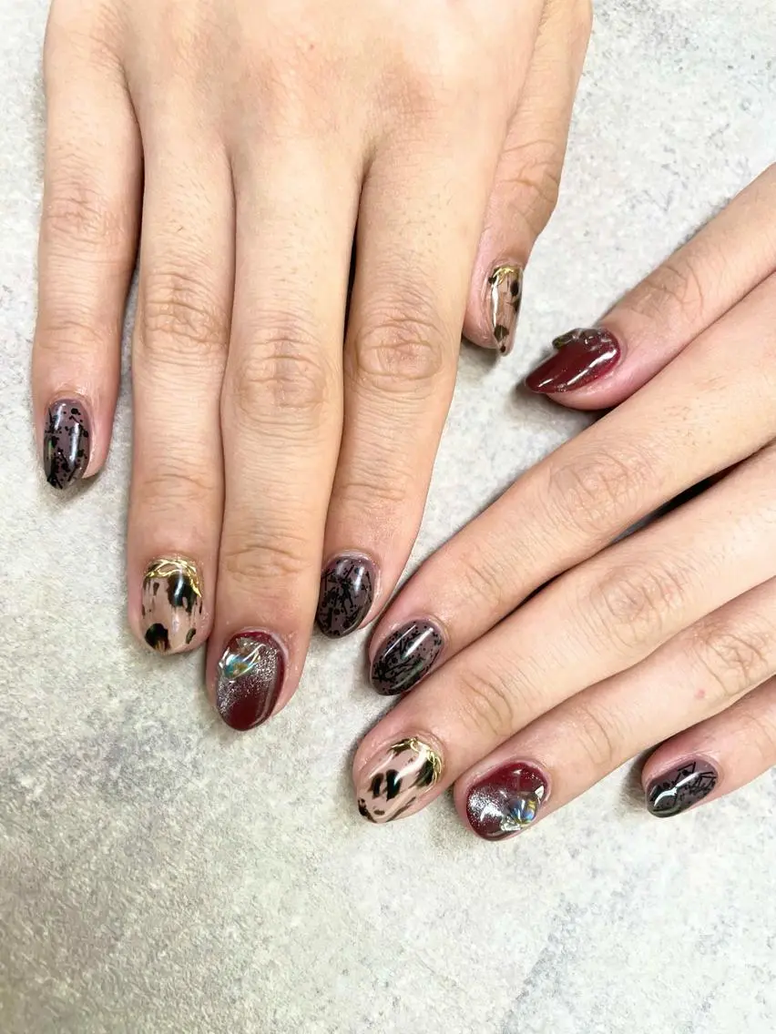ネイル ボルドー フットネイル フレンチネイル ジェルネイル グラデーション ハンドネイル .N YUKIのネイルデザイン