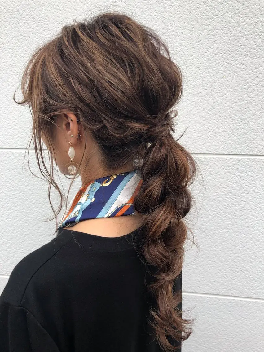ロング カラー ヘアアレンジ ハイライトカラー ハイライト ショートヘアはお任せ 冨樫真未のヘアスタイル