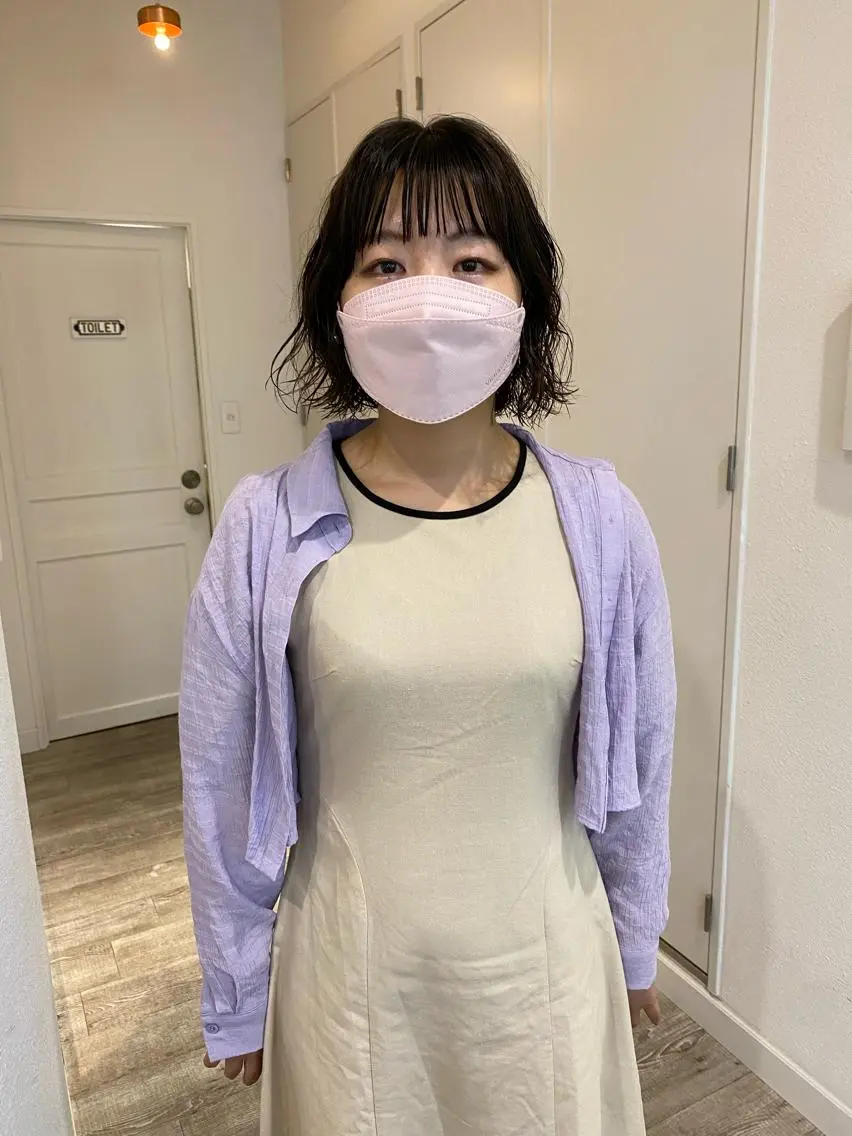 ミディアム パーマ ショート& パーマ　坂本のヘアスタイル