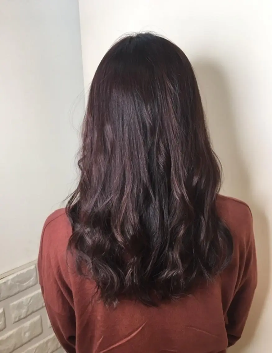 セミロング カラー ボルドーカラー 農添 杏のヘアスタイル