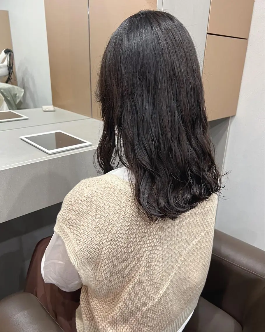 ミディアム パーマ カット パーマ トリートメント ボブパーマコテ巻き風 パーマNo1深江秀平のヘアスタイル