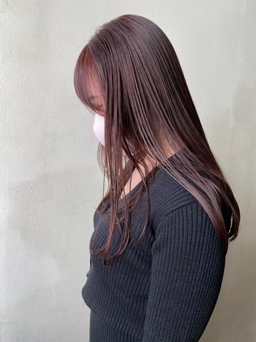 セミロング カラー ブリーチ ブリーチなしカラー ピンクカラー 🌸透明感艶 カラー🌸Yuukiのヘアスタイル