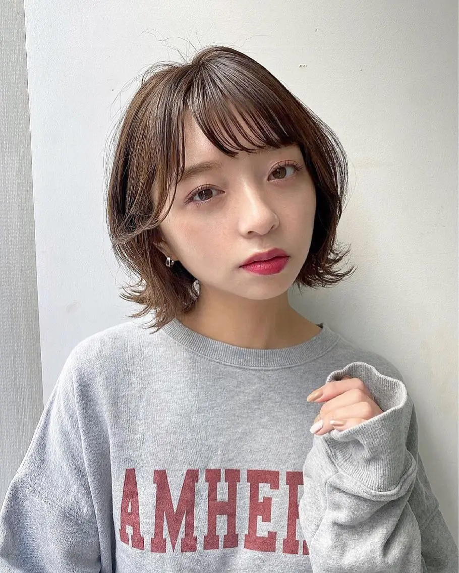 ショート カラー ボブ くびれヘア ヘアカラー 艶カラー/似合わせ 💖Emmy💖のヘアスタイル