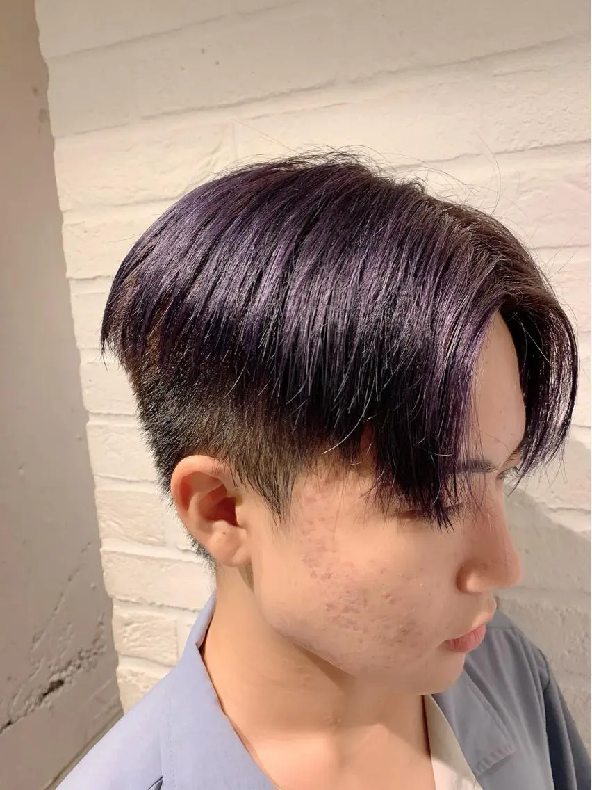 ショート カラー メンズ パープルカラー ヘアカラー トリートメント 💛丁寧さNo.🥇 🧸片山智裕💛のヘアスタイル