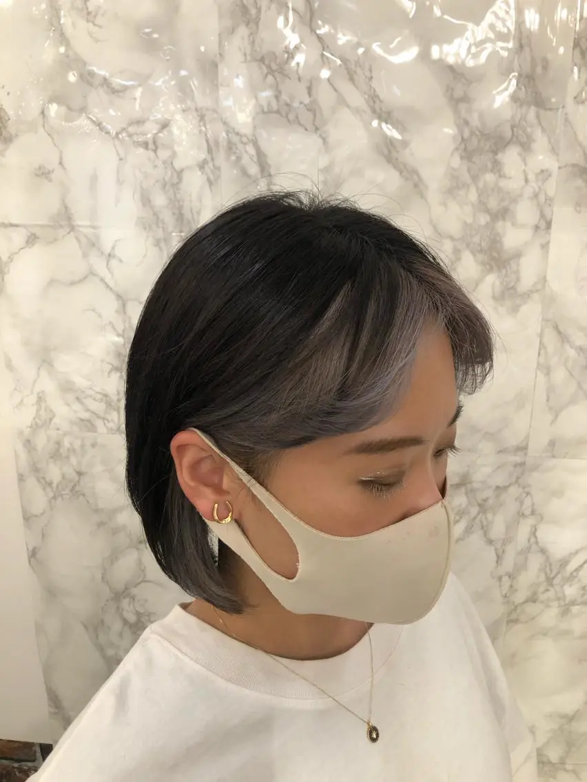 ショート カラー ミストバング  フェイスフレーミング インナーカラー 🟦西荻窪メンズ特化 美容師🟦Yu-Jiのヘアスタイル