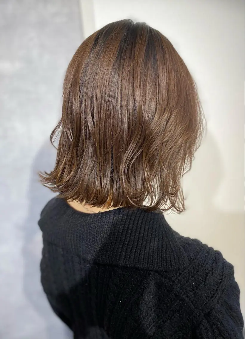 ミディアム カラー 切りっぱなしボブ ベージュカラー 透明感カラー ボブ カット ヘアカラー トリートメント 【Lei】橋本孝太 レイヤー・美髪矯正のヘアスタイル