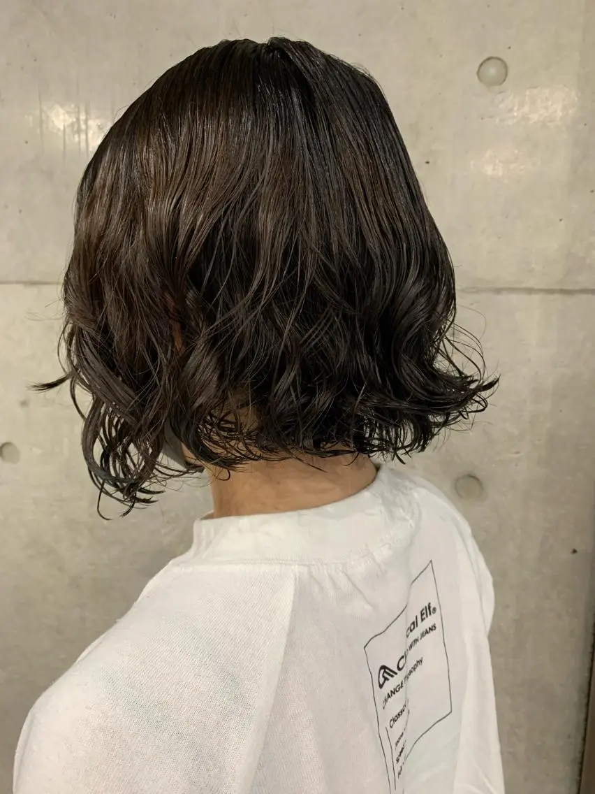 ミディアム パーマ ボブパーマコテ巻き風 パーマNo1深江秀平のヘアスタイル
