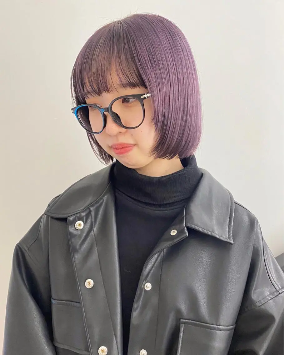 ショート カラー パープルカラー 顔周りカット/透明感 カラー✂️MEIのヘアスタイル