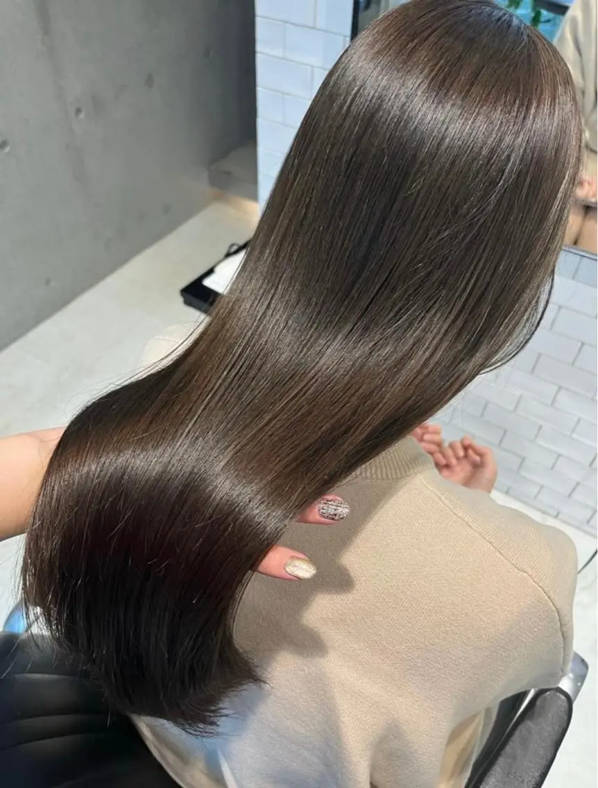 セミロング カラー パーマ ヘアアレンジ カット ヘアカラー トリートメント 透明感/オリーブ/ グレージュ/YUKAのヘアスタイル