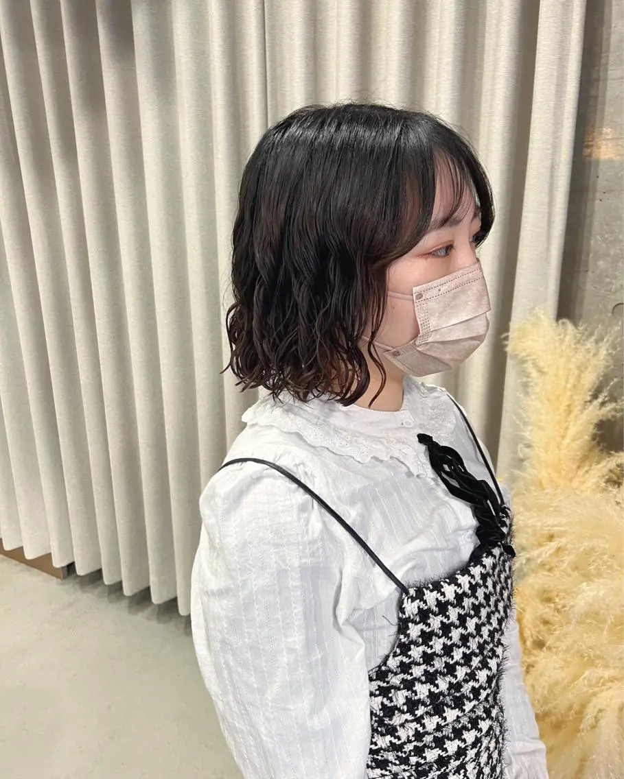 ショート パーマ カット ヘアカラー パーマ ボブパーマコテ巻き風 パーマNo1深江秀平のヘアスタイル
