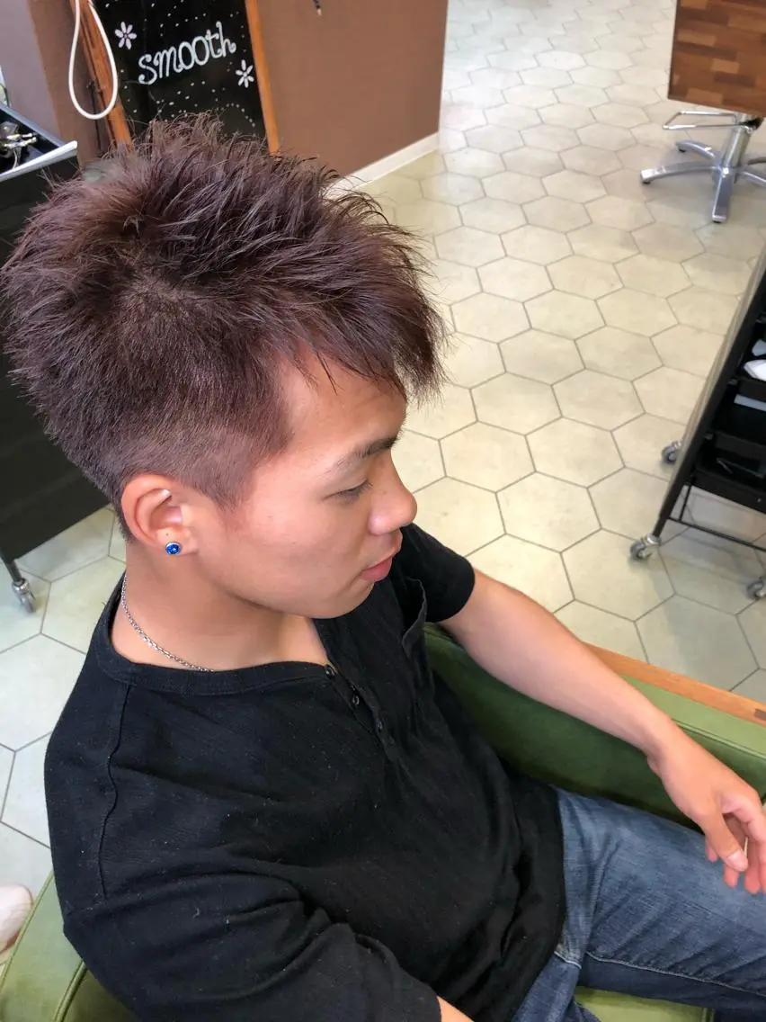 ショート カラー ブラウンカラー ピンクカラー ピンクブラウン カット ヘアカラー トリートメント 堤太志 メンズパーマ特化のヘアスタイル