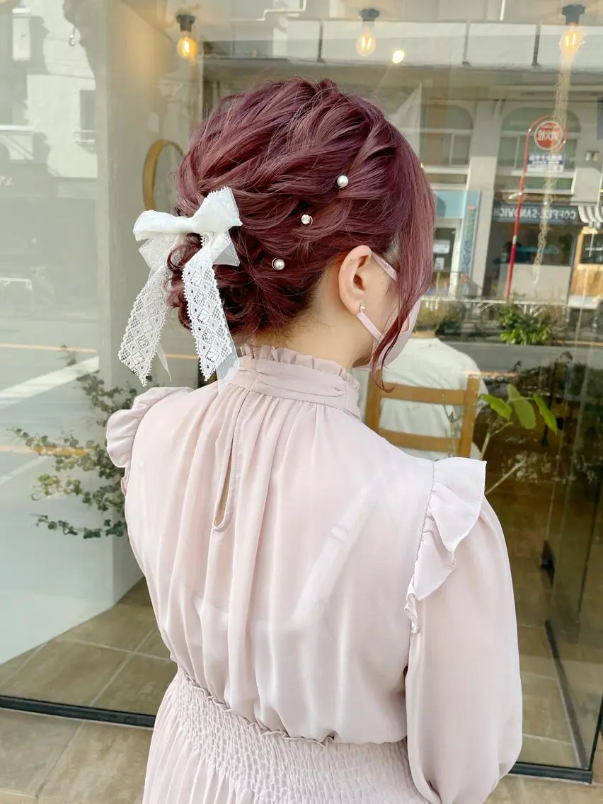 ミディアム ヘアアレンジ ヘアセット ヘアアレンジ にいた かづしげのヘアスタイル
