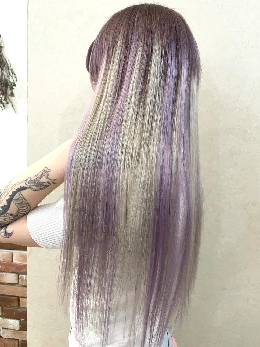 セミロング カラー パーマ ヘアアレンジ メンズ シールエクステ メンズハイライト メンズハイトーン メンズ韓国風 学生（メンズ向け） エクステ 🦋高瀬寛菜🦋 韓国/ブリーチのヘアスタイル