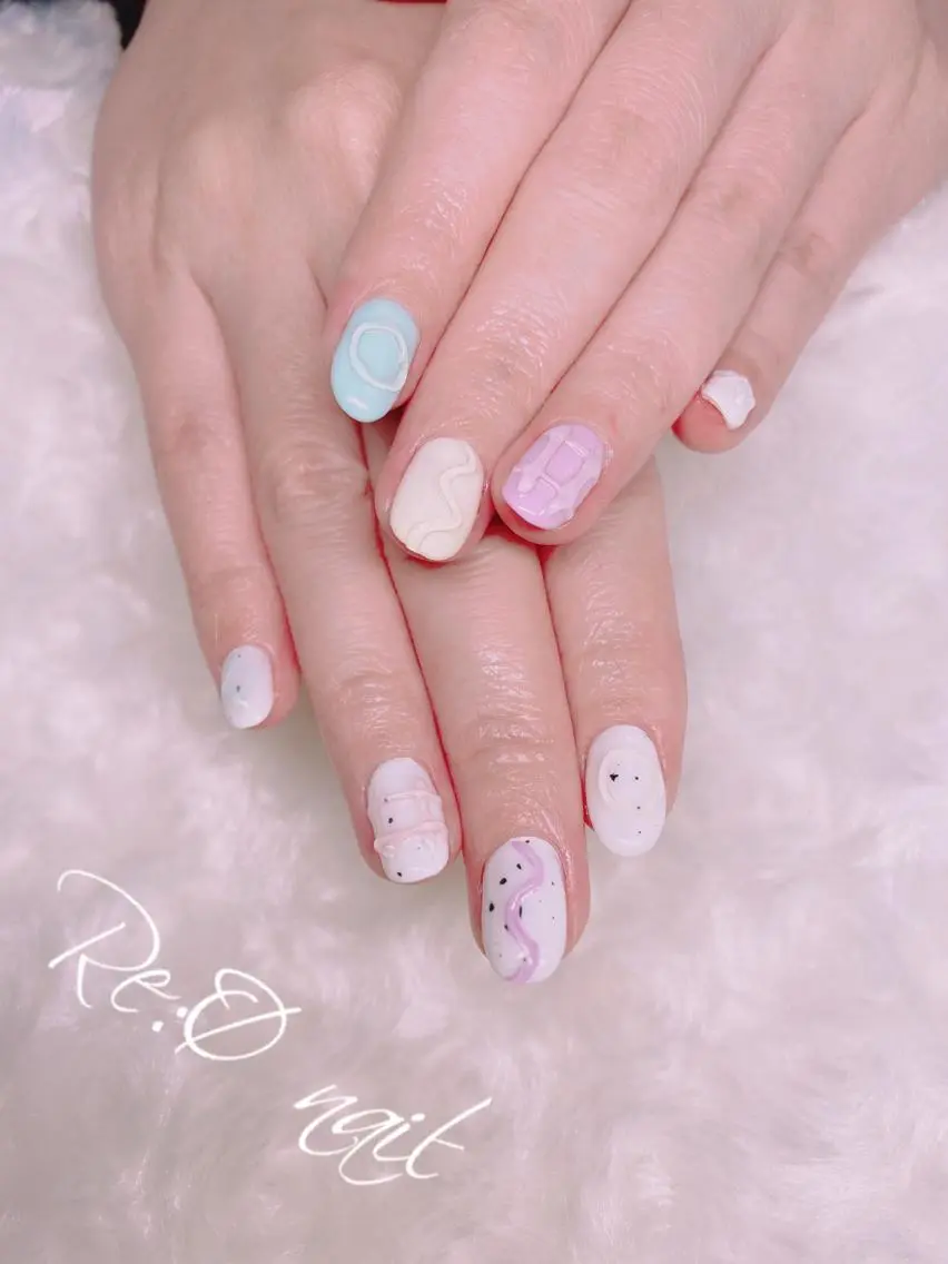 ネイル ぷっくりネイル Re:Ø nail 🩵TSUJIのネイルデザイン