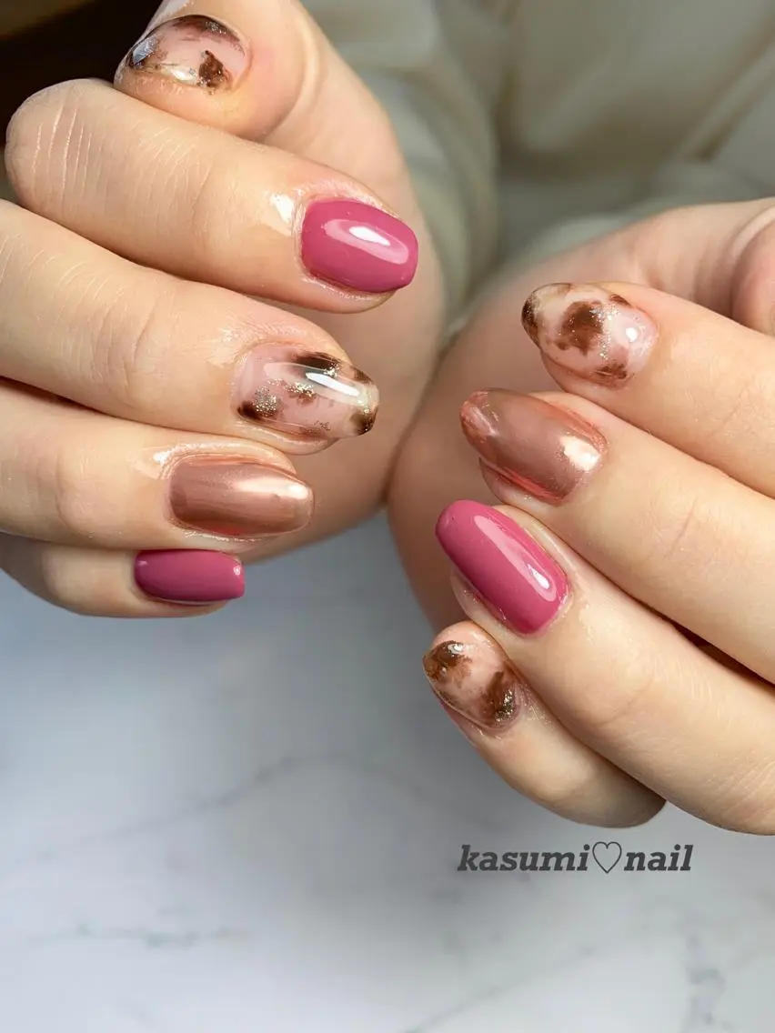 ネイル アートネイル フットネイル ジェルネイル ラメ(グリッター) ミラーネイル KASUMI♡ Nailのネイルデザイン