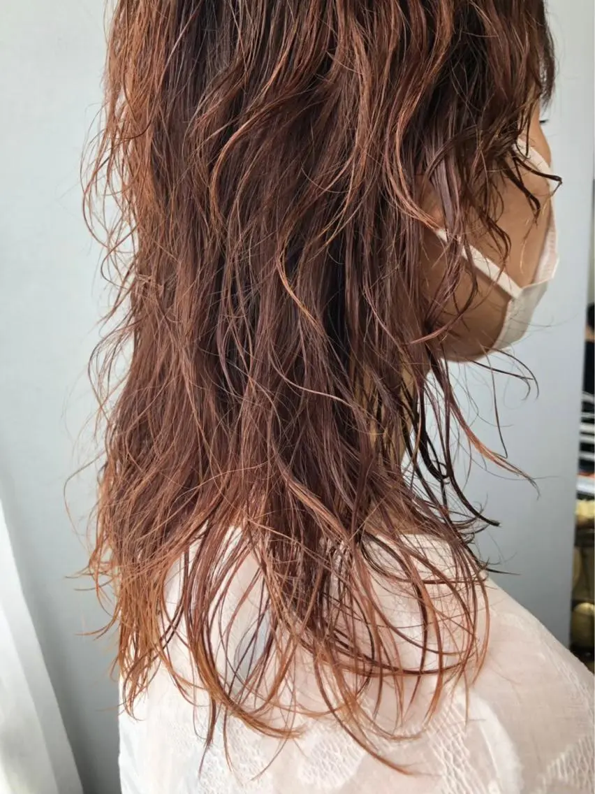 セミロング カラー パーマ ヘアアレンジ ボブパーマコテ巻き風 パーマNo1深江秀平のヘアスタイル