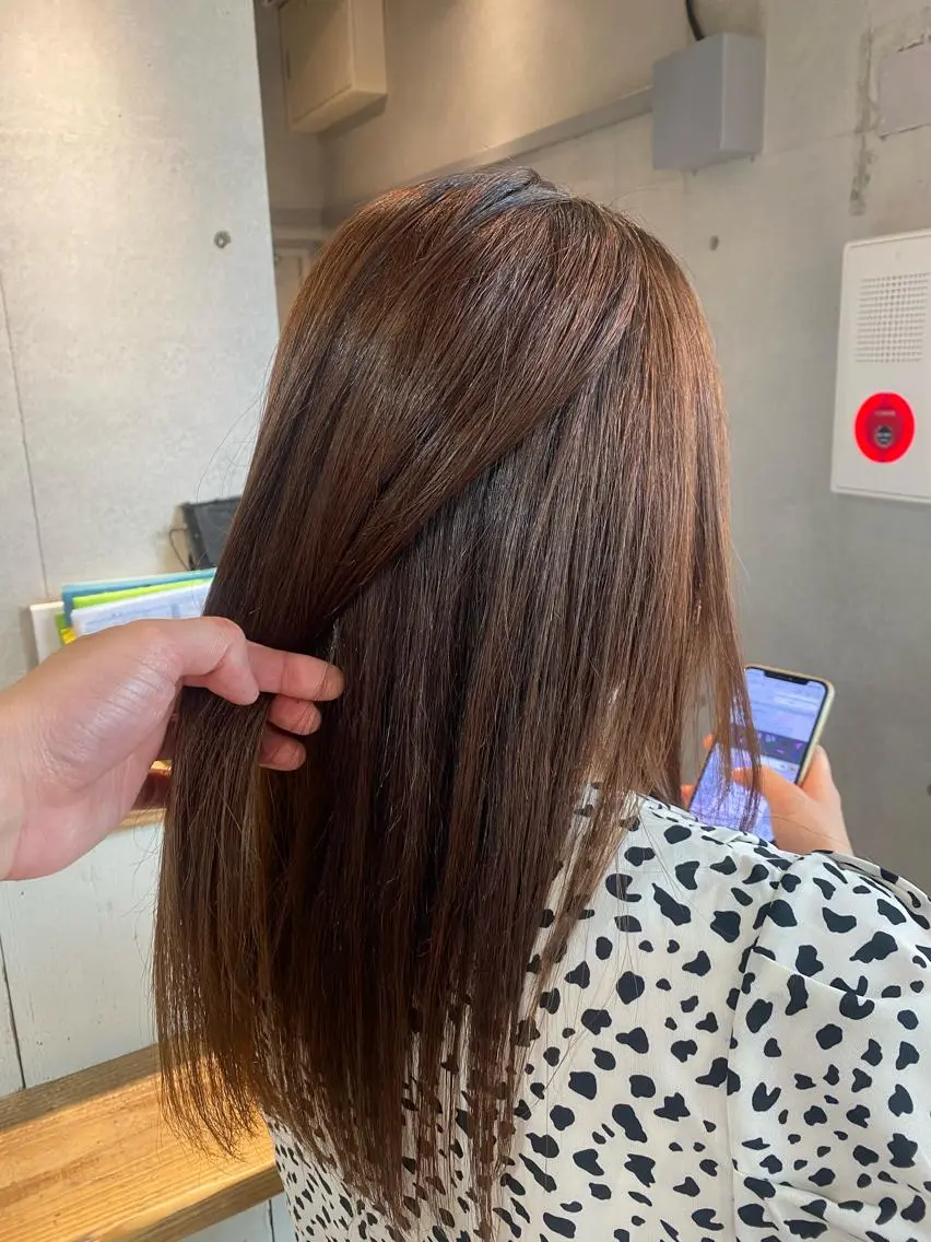 セミロング 髪質改善 カット 縮毛矯正 西山 恵太郎のヘアスタイル