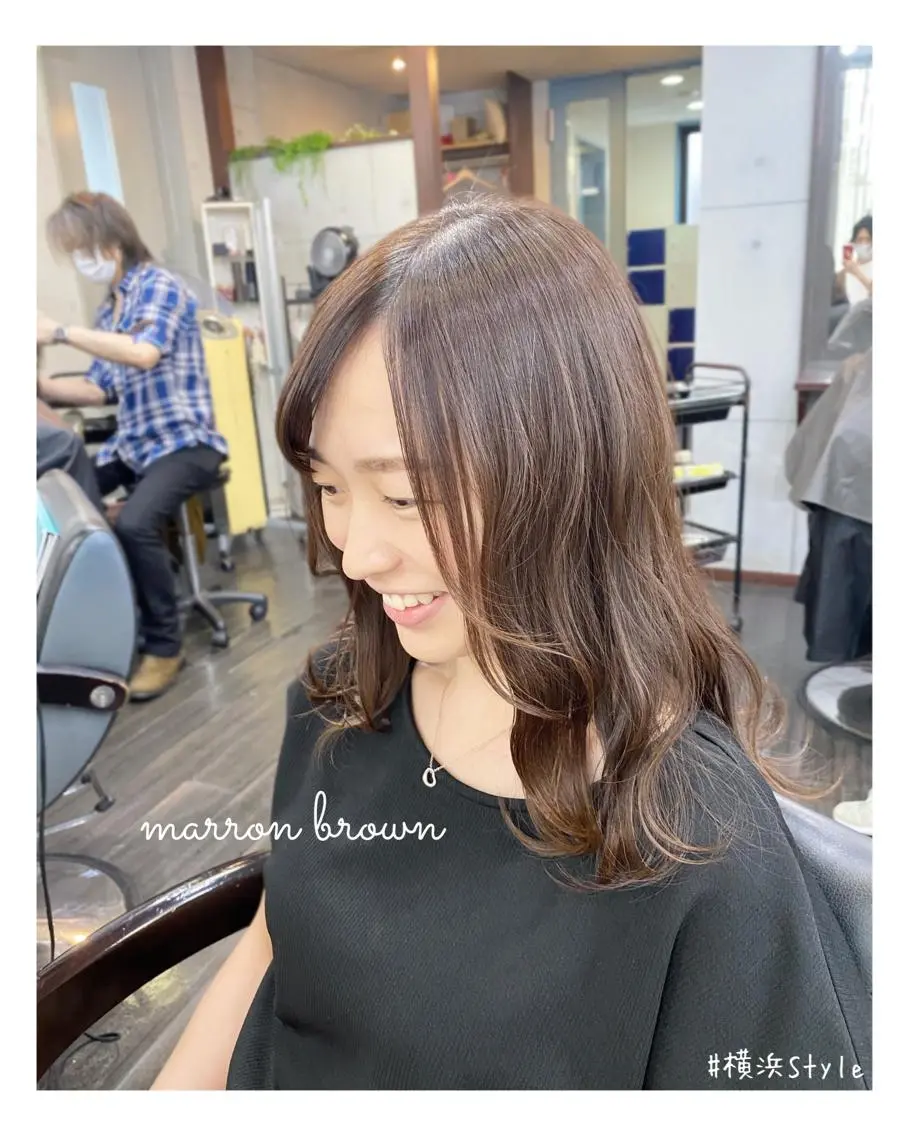ロング カラー ブラウンカラー マロンブラウン ヘアカラー トリートメント ＊横浜駅＊ 金子 誠也のヘアスタイル