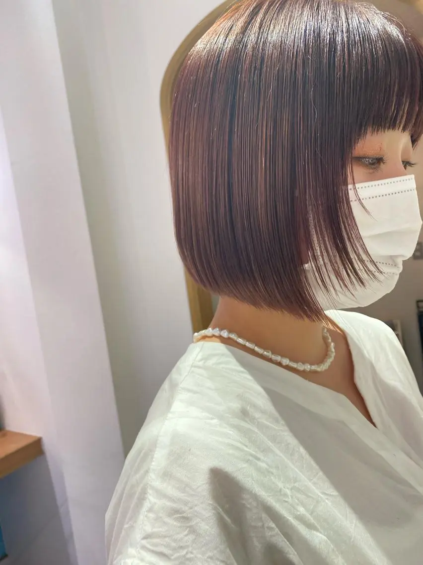ショート ヘアカラー トリートメント 顔周り/ブリーチなし /縮毛矯正🫧伊勢のヘアスタイル