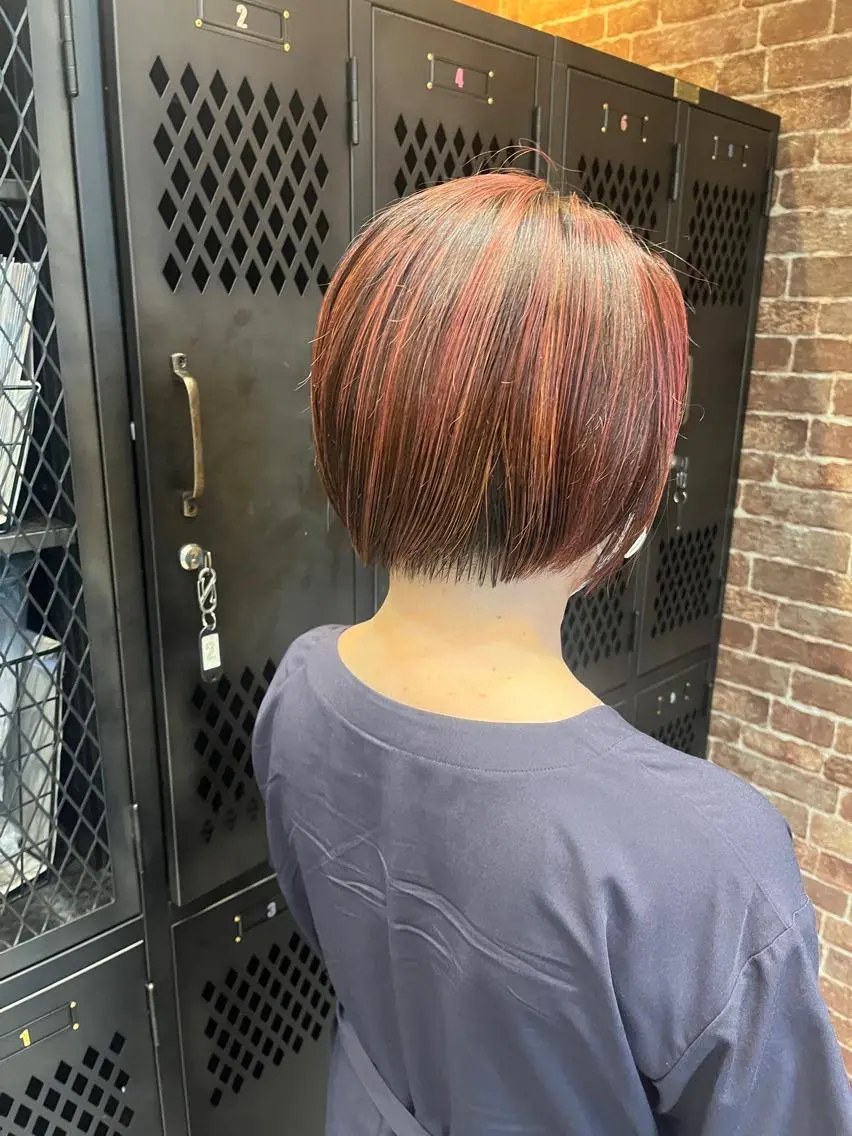 ショート カラー パーマ ヘアアレンジ メンズ キッズ ネイル マツエク・マツパ アイブロウ メンズパーマ ブラウンカラー ケアカラー 透明感カラー ピンクカラー 久木原 ゆりのヘアスタイル