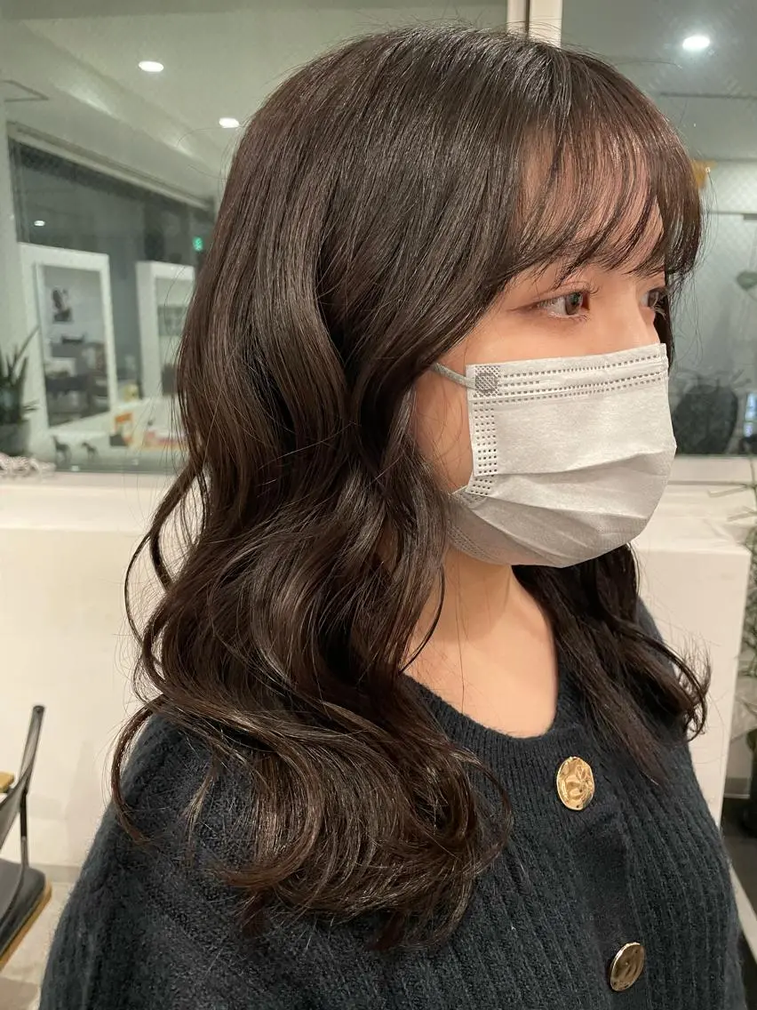 セミロング カラー グレージュ ヘアカラー 京都美容師 塩のヘアスタイル