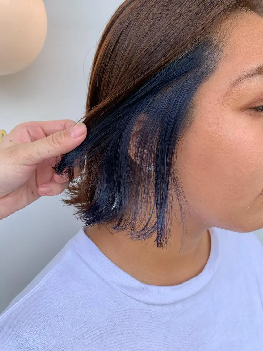 ミディアム カラー ベージュカラー ブラウンカラー ブラウンベージュ インナーカラー ネイビーカラー 中目黒🌼 🌼ハナのヘアスタイル