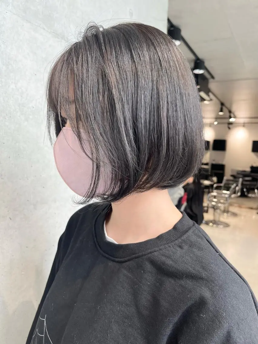ミディアム カラー パーマ カット ヘアカラー トリートメント 透明感/オリーブ/ グレージュ/YUKAのヘアスタイル