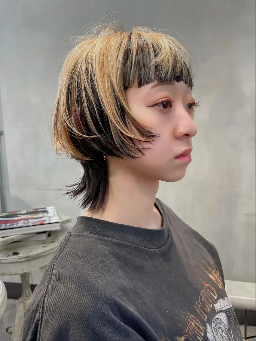 ショート カラー ボブ ウルフカット カット ヘアカラー トリートメント ブリーチ🧚 ボブ✍️レイヤーのヘアスタイル