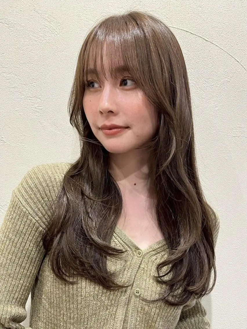 ロング ボブ ハイライト 髪質改善 韓国風ヘア レイヤーカット .5 by soleil 小松店のヘアスタイル