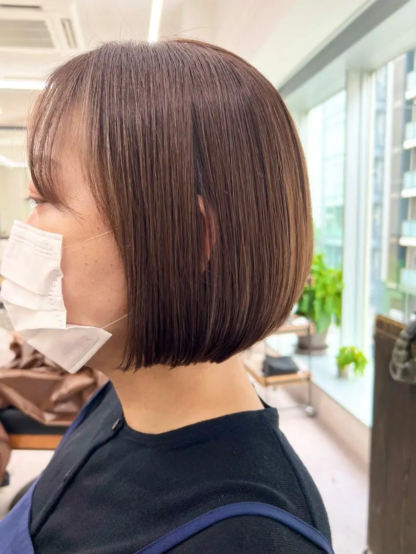 ショート カラー ベージュカラー ピンクカラー ピンクベージュ ボブ パーマ/ハイライト 💙鶴岡 愛💙のヘアスタイル