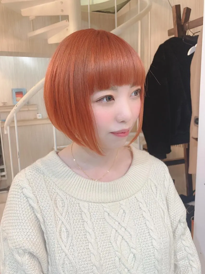 ショート カラー パーマ ヘアアレンジ オレンジ nico【代表】 市川 拓也のヘアスタイル