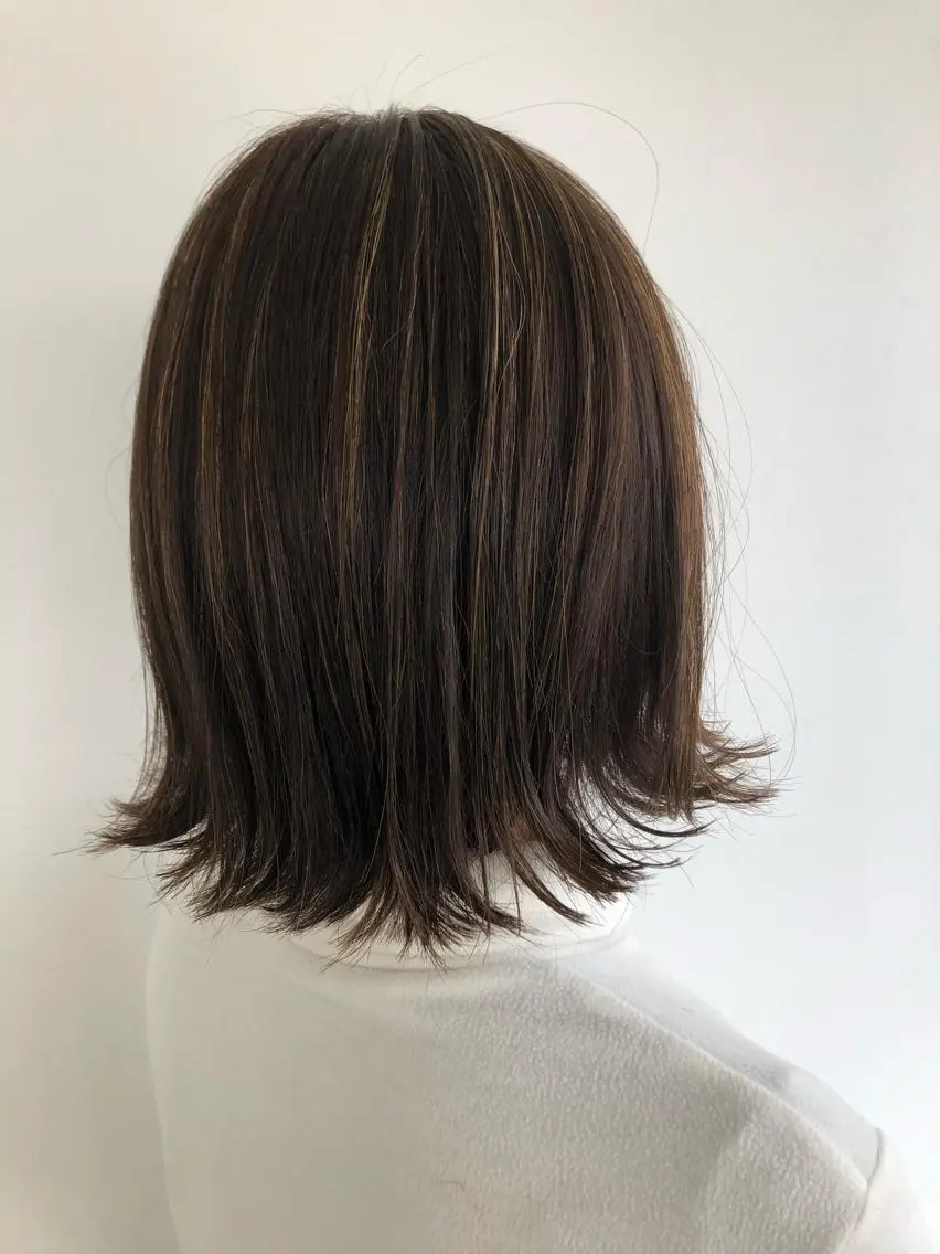 ミディアム カラー ハイライトカラー ハイライト 松浦 圭希のヘアスタイル