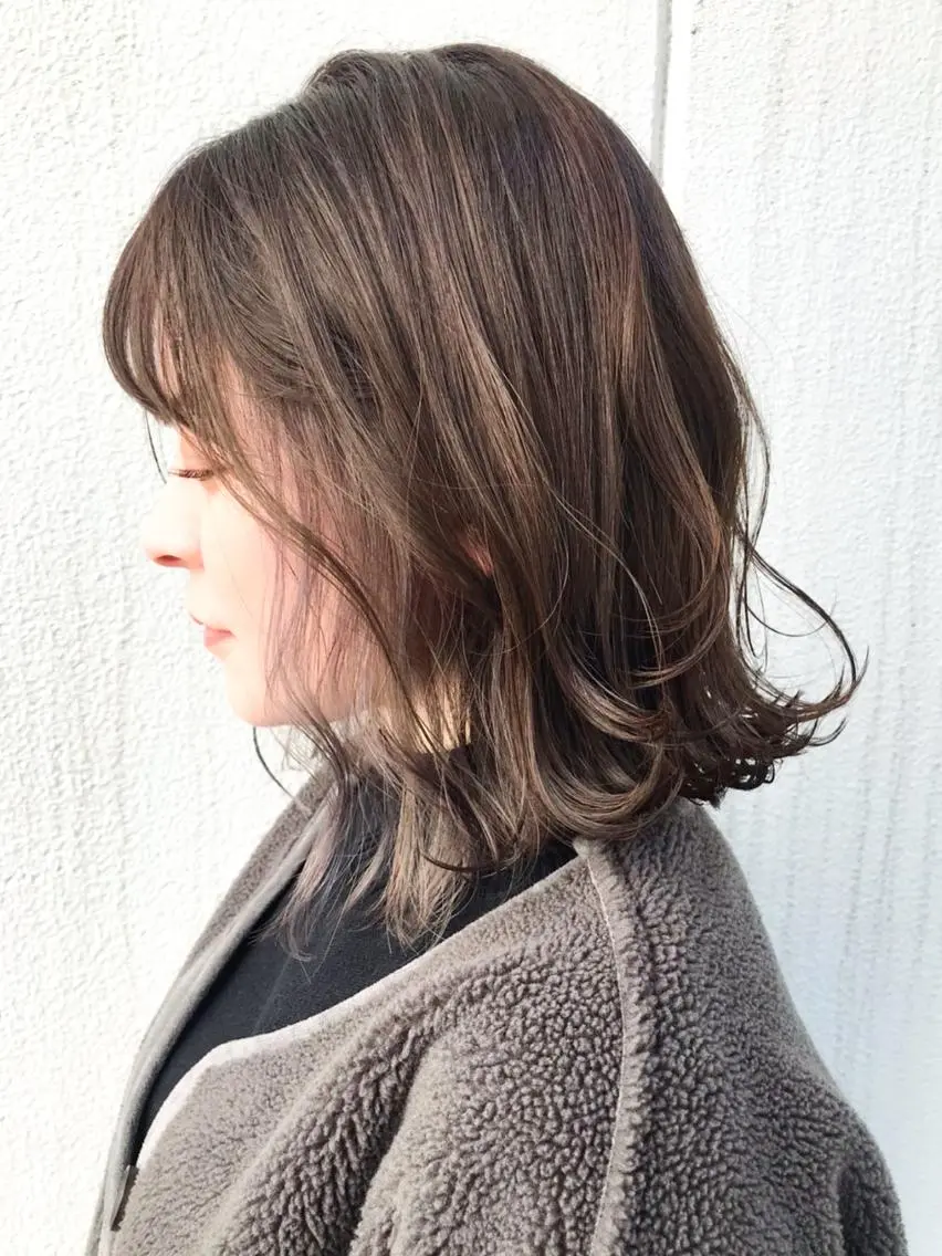 ミディアム カラー パーマ ヘアアレンジ グレージュ ITbyALBUM 中野店のヘアスタイル