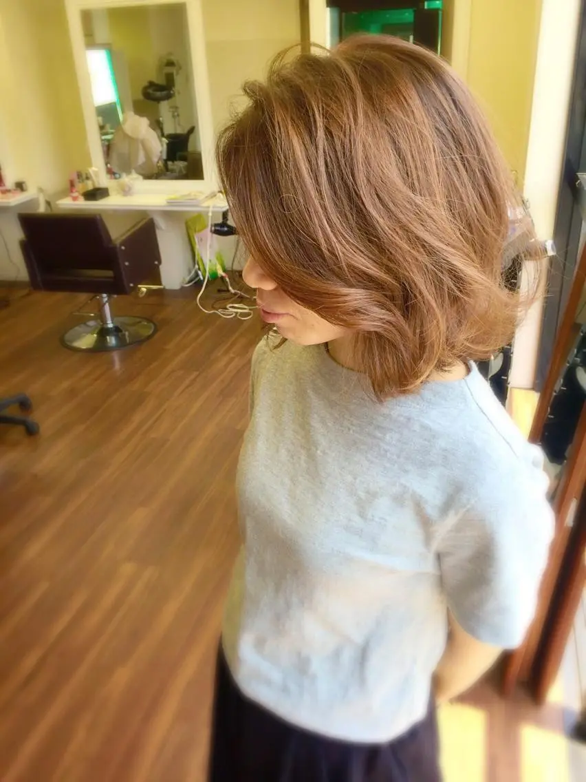 ショート ミディアム セミロング カラー パーマ ヘアアレンジ グレージュ 成松 勇治のヘアスタイル