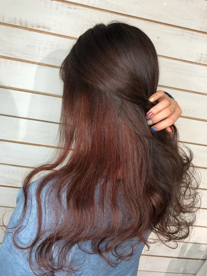 セミロング カラー アッシュ ベージュカラー オレンジ ヘアカラー トリートメント 🧡艶髪/エクステ 🫧🧡YUKI❄️のヘアスタイル