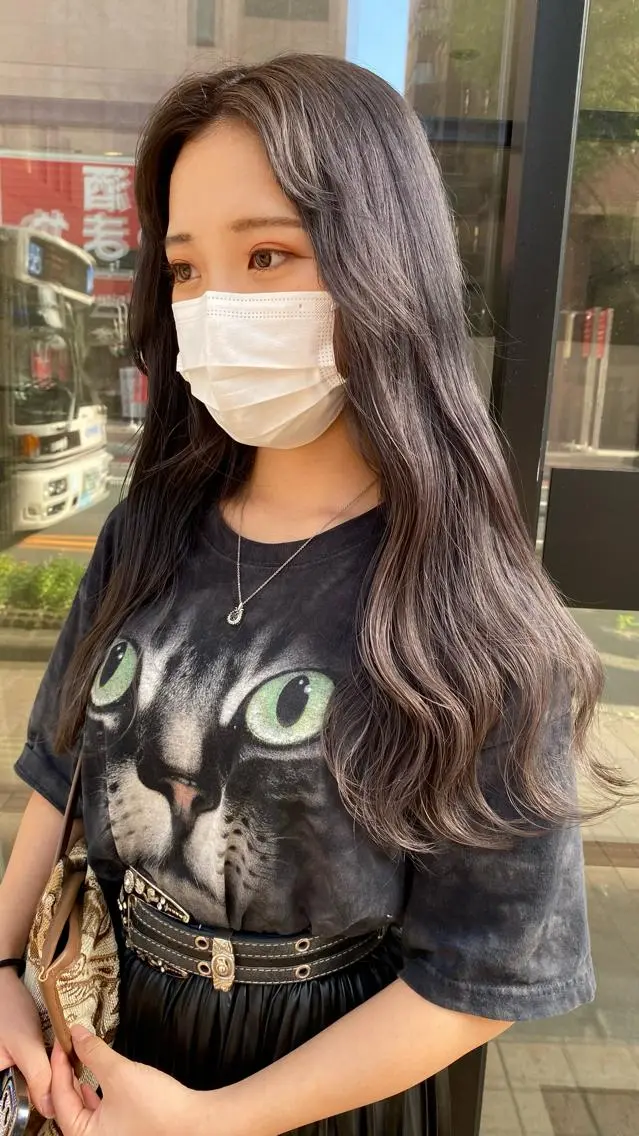ロング カラー カット ヘアカラー トリートメント RURI韓国ボブ 🇰🇷タッセルボブのヘアスタイル