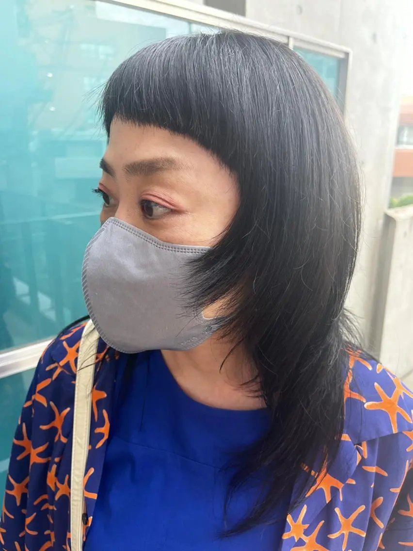 ミディアム カラー パーマ ヘアアレンジ メンズ キッズ ネイル マツエク・マツパ アイブロウ ミディアムパーマ メンズパーマ ブラウンカラー ケアカラー 透明感カラー 久木原 ゆりのヘアスタイル