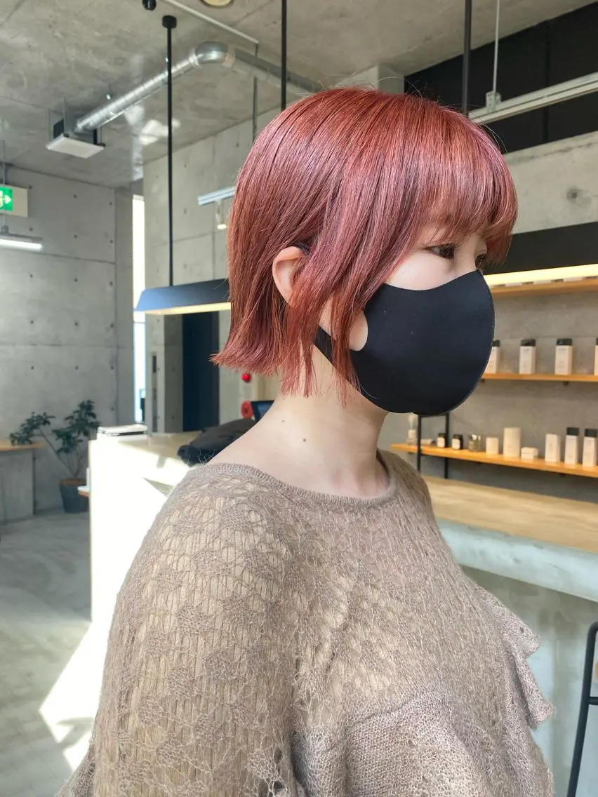 ミディアム カラー ヘアアレンジ ブリーチ オレンジ son hair HIROEのヘアスタイル