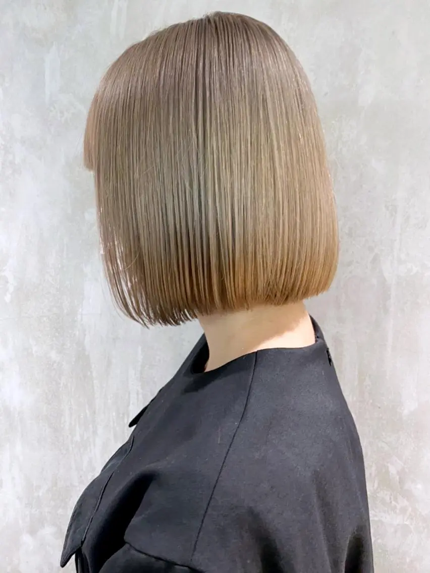 ミディアム カラー パーマ ヘアアレンジ ベージュカラー ボブ ITbyALBUM 八王子店のヘアスタイル