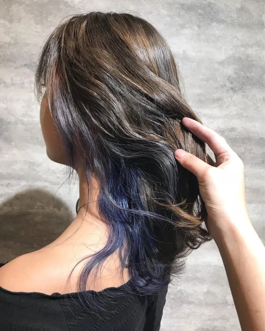 ミディアム カラー ブルーカラー ハイライトカラー ハイライト 🫟Blanco🫟 Color&Careのヘアスタイル