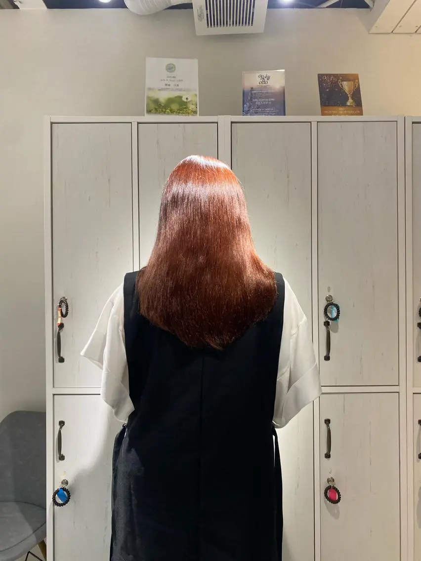 カラー ブリーチ ブリーチなしカラー ピンクカラー カット パーマ 縮毛矯正とレイヤー カット/杉村凜汰郎のヘアスタイル