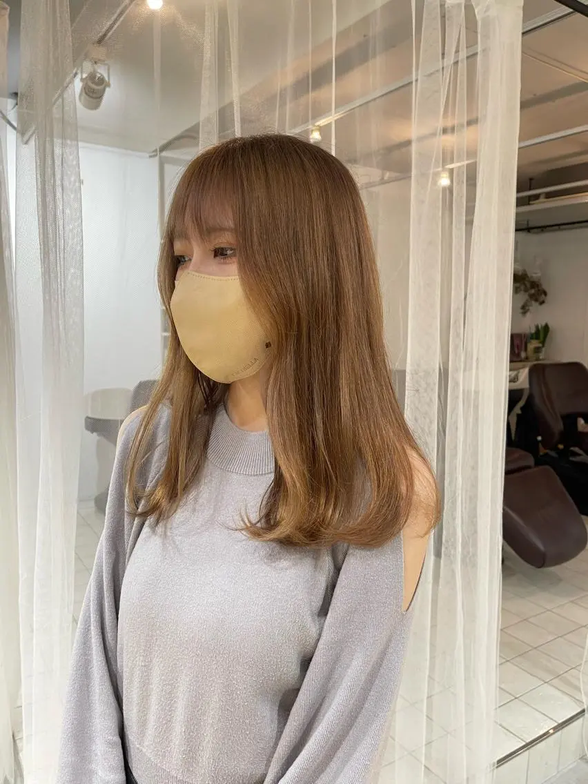 カラー ベージュカラー ブリーチ 透明感カラー ミルクティーベージュ ボブ/レイヤー /河内温太のヘアスタイル