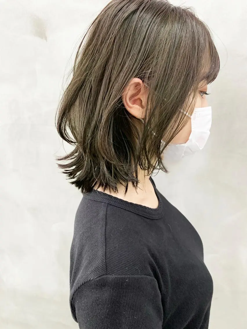 カラー 透明感カラー イルミナカラー オリーブカラー ボブ モエ 代々木公園/神山町のヘアスタイル