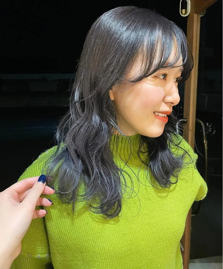 セミロング カラー ブルーカラー ブルーラベンダー ラベンダーカラー 韓国風ヘア mir MIYUのヘアスタイル