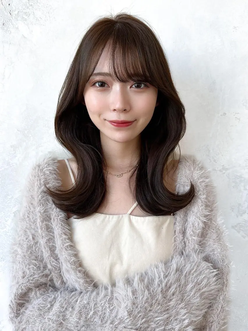 セミロング カラー ベージュカラー ブラウンカラー ブラウンベージュ くびれヘア 顔周りカット 顔周り/くびれヘア 韓国ヘア💕風間るなのヘアスタイル
