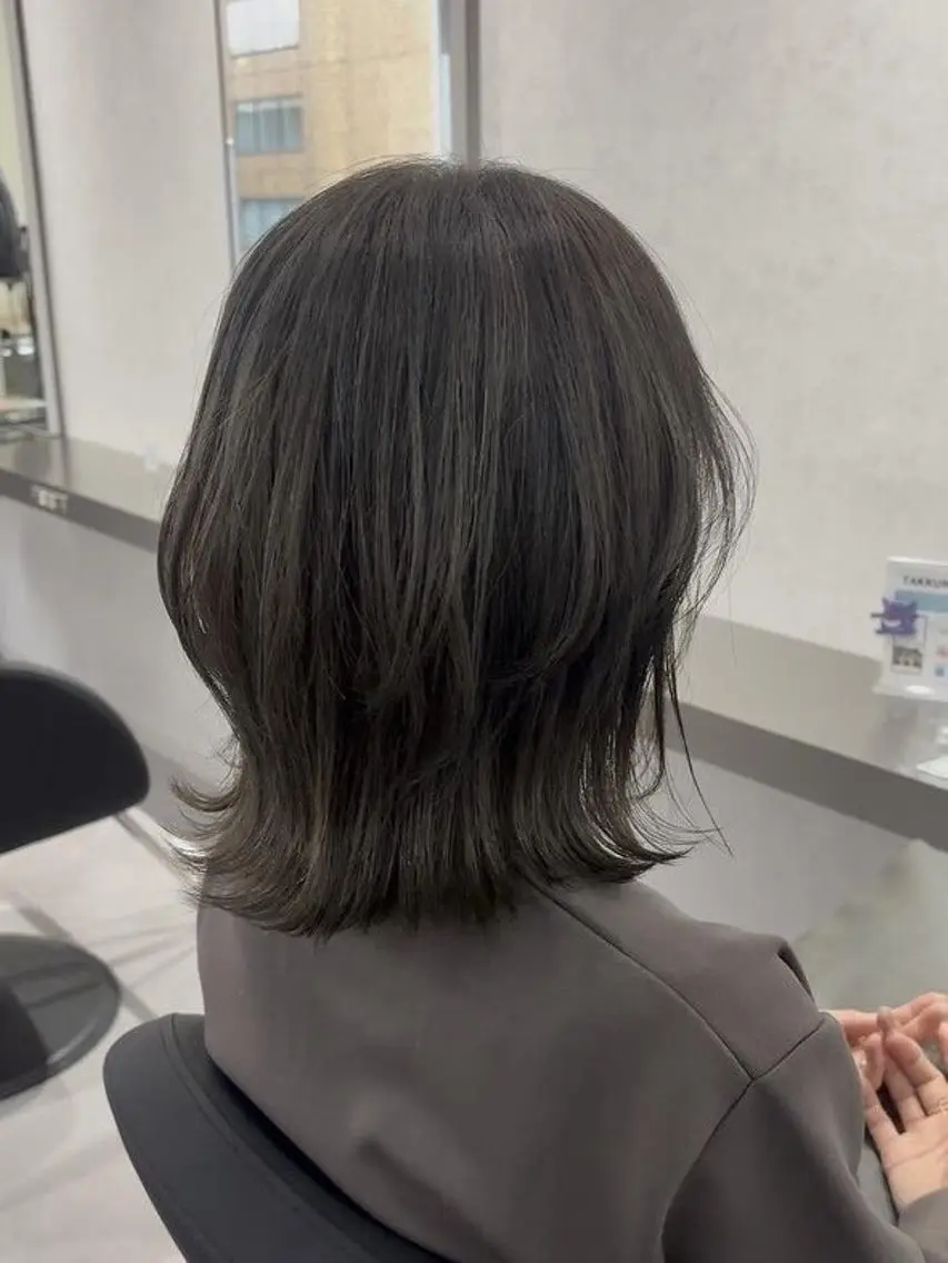セミロング カラー ショートボブ セミロングパーマ アッシュ アッシュグレー バレイヤージュ カット ヘアカラー トリートメント N° jemica 札幌のヘアスタイル