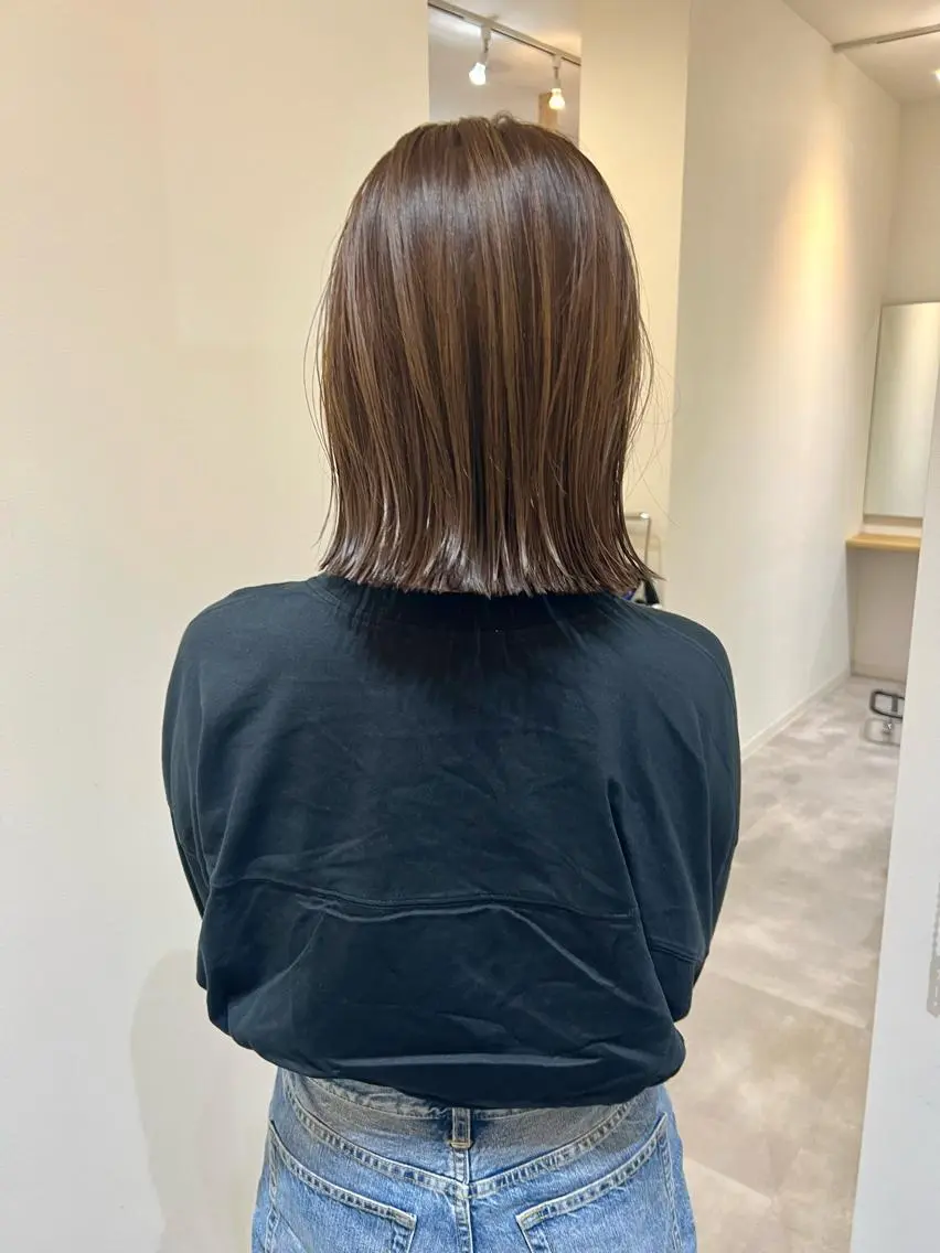 ショート カラー ベージュカラー ブラウンカラー ブラウンベージュ ボブ しおり/パーマ/ newi町田のヘアスタイル