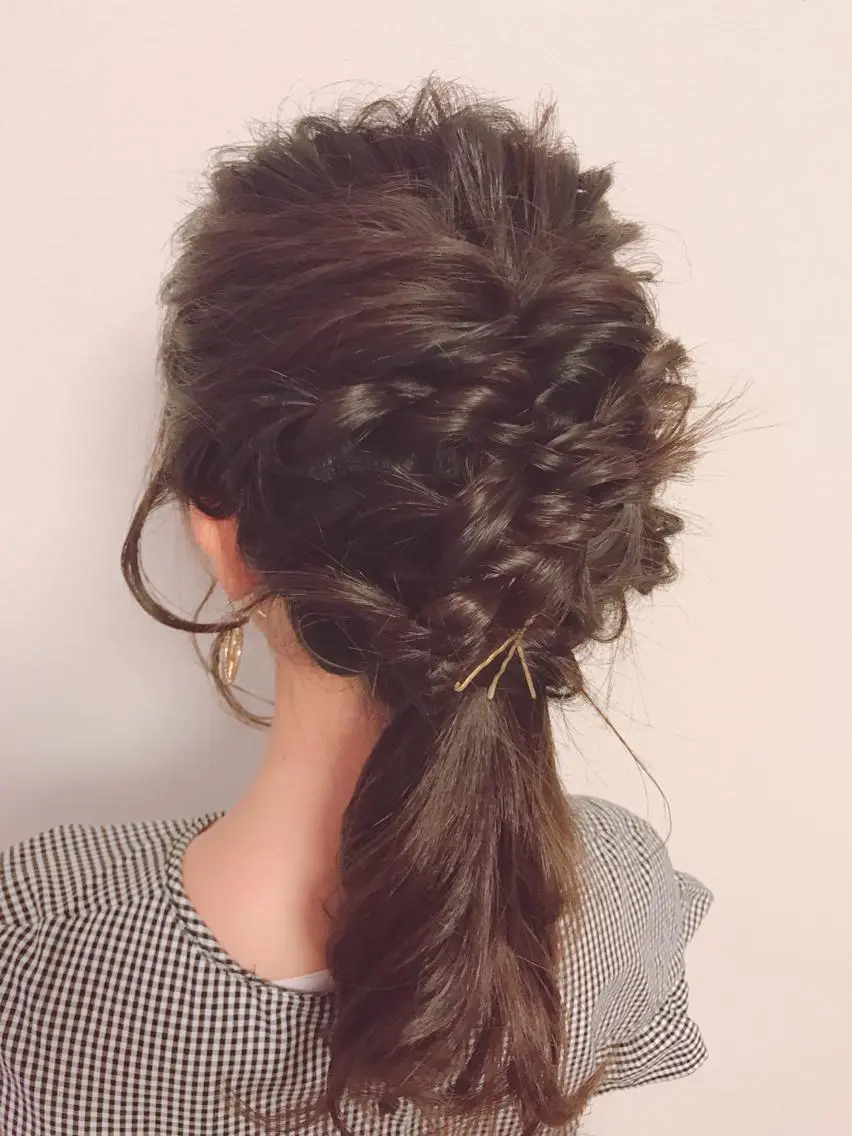 セミロング ヘアアレンジ 結婚式・ブライダル ヘアセット 【暖色カラー特化】 中山由梨のヘアスタイル